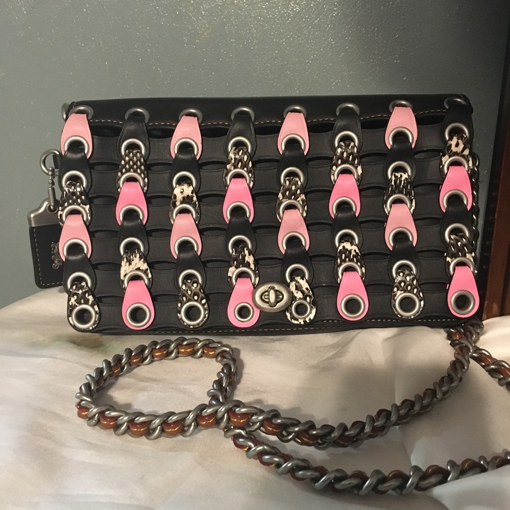 Coach 1941 Linked Leather Dinky Bag Crossbody Purse Snakeskin